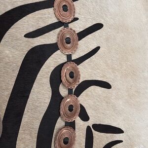 Women's Black Leather Belt with Copper Conchos